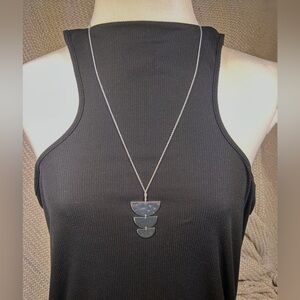 ⭐️ Aster Azalea Pendant Chain Silver Tone Necklace - 16”